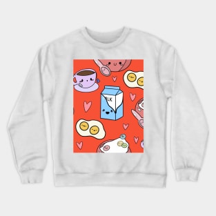 Kawaii Breakfast-Red Crewneck Sweatshirt